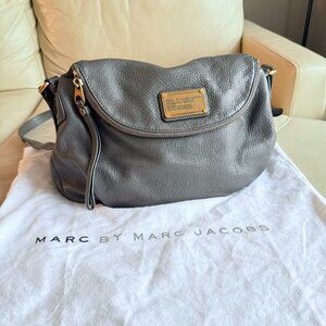 Marc by Marc Jacobs Classic Q Natasha Gray Pebbled Leather Flap Crossbody